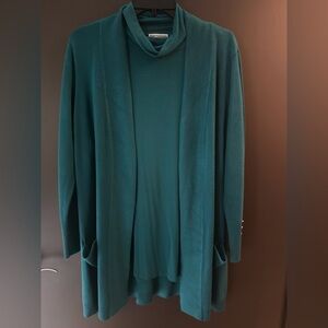 JM Collection Teal Cardigan Sweater & Turtleneck